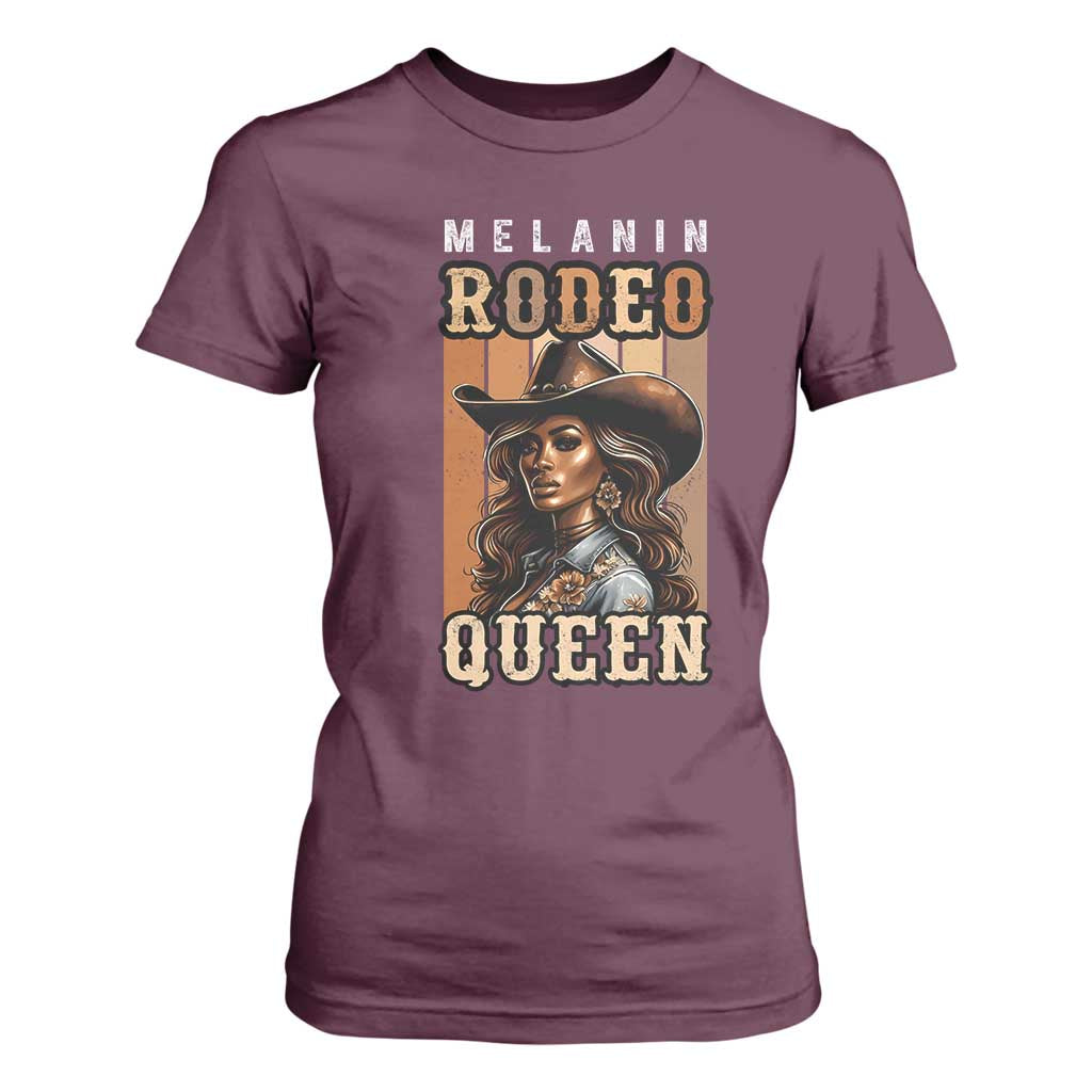 Melanin Rodeo Queen T Shirt For Women African American Melanin Black Western Cowgirl