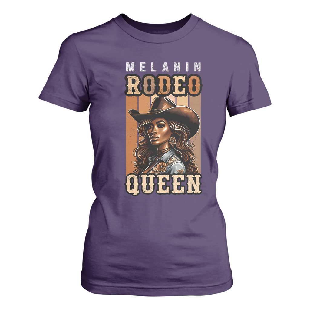 Melanin Rodeo Queen T Shirt For Women African American Melanin Black Western Cowgirl