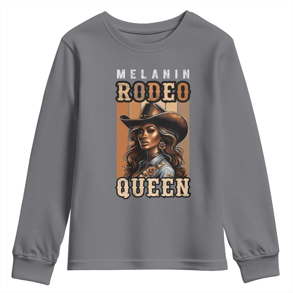 Melanin Rodeo Queen Youth Sweatshirt African American Melanin Black Western Cowgirl