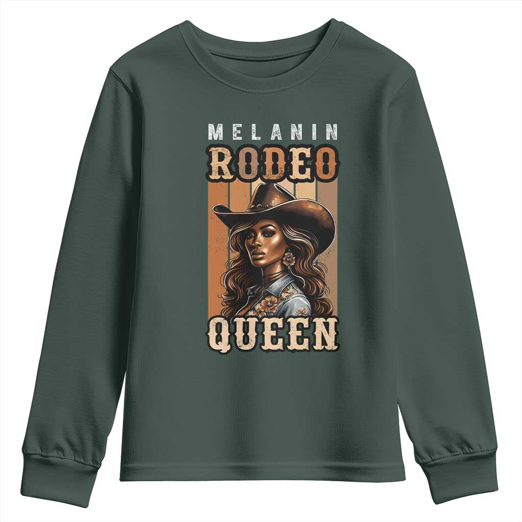 Melanin Rodeo Queen Youth Sweatshirt African American Melanin Black Western Cowgirl