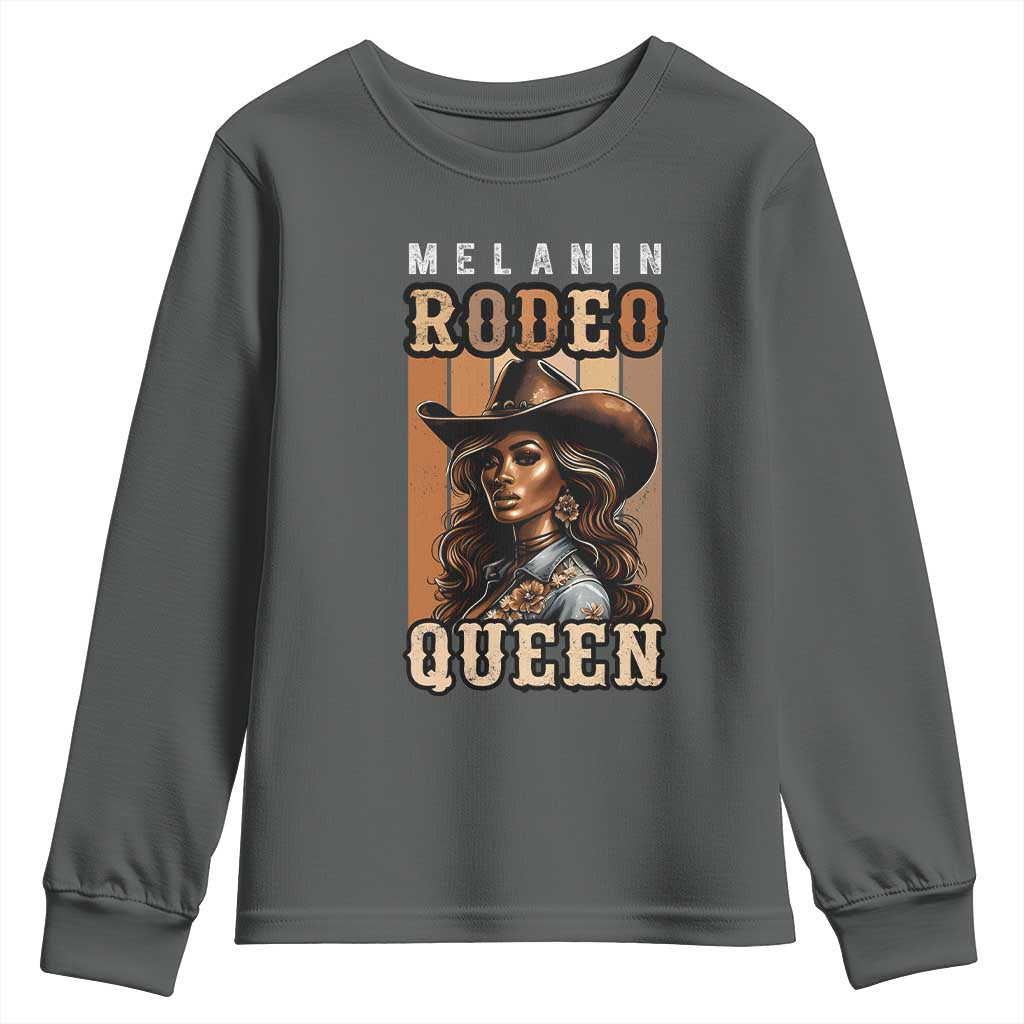 Melanin Rodeo Queen Youth Sweatshirt African American Melanin Black Western Cowgirl