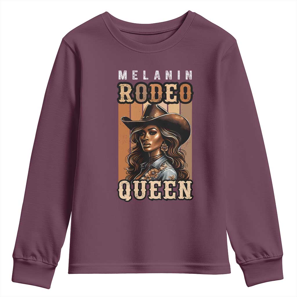 Melanin Rodeo Queen Youth Sweatshirt African American Melanin Black Western Cowgirl