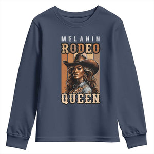 Melanin Rodeo Queen Youth Sweatshirt African American Melanin Black Western Cowgirl