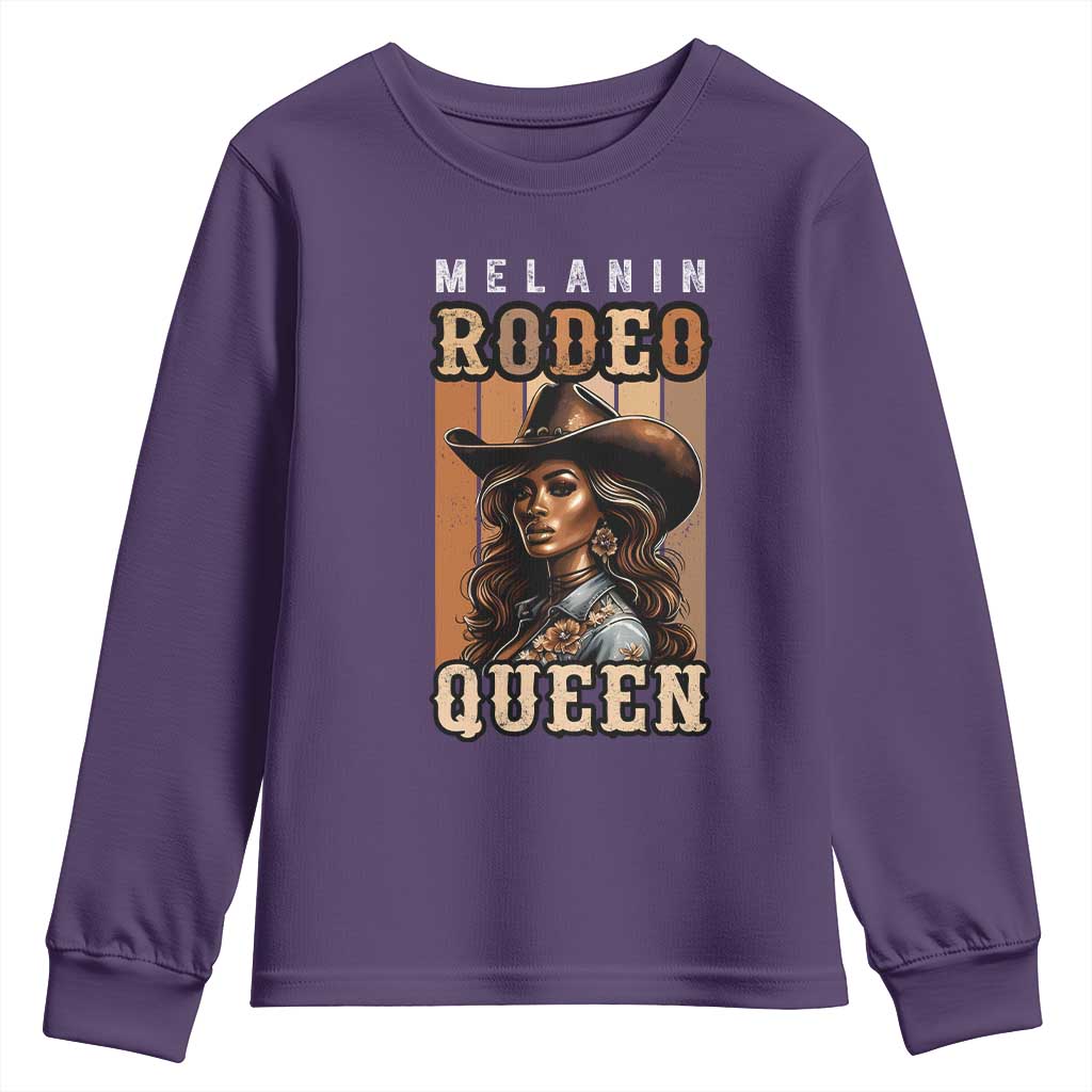 Melanin Rodeo Queen Youth Sweatshirt African American Melanin Black Western Cowgirl