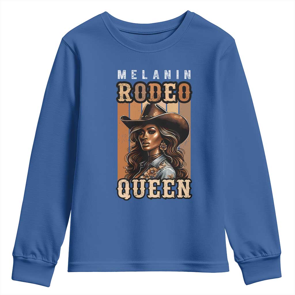 Melanin Rodeo Queen Youth Sweatshirt African American Melanin Black Western Cowgirl