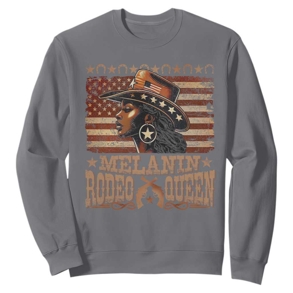 Melanin Rodeo Queen Sweatshirt Black Cowgirl Western Vintage American Flag