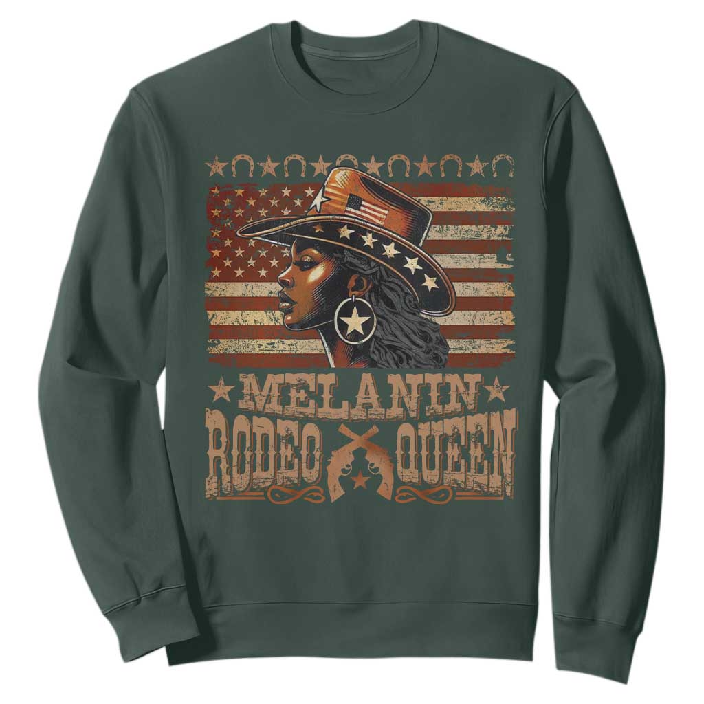 Melanin Rodeo Queen Sweatshirt Black Cowgirl Western Vintage American Flag