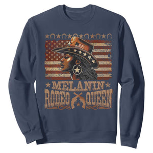 Melanin Rodeo Queen Sweatshirt Black Cowgirl Western Vintage American Flag