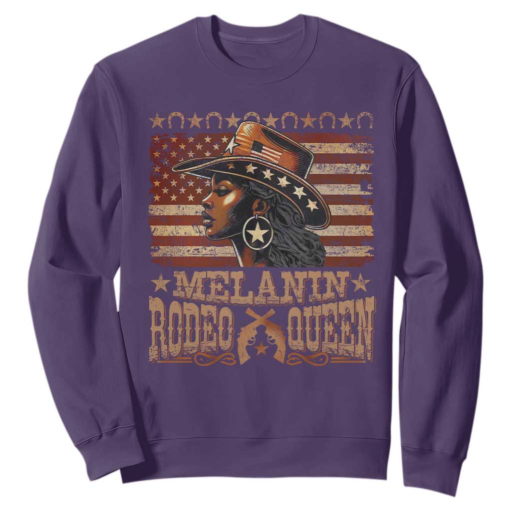 Melanin Rodeo Queen Sweatshirt Black Cowgirl Western Vintage American Flag