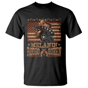 Melanin Rodeo Queen T Shirt Black Cowgirl Western Vintage American Flag