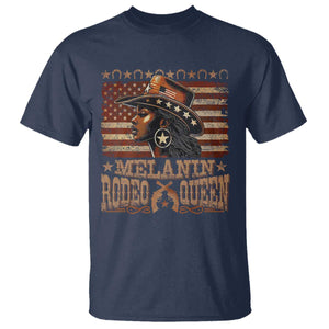 Melanin Rodeo Queen T Shirt Black Cowgirl Western Vintage American Flag