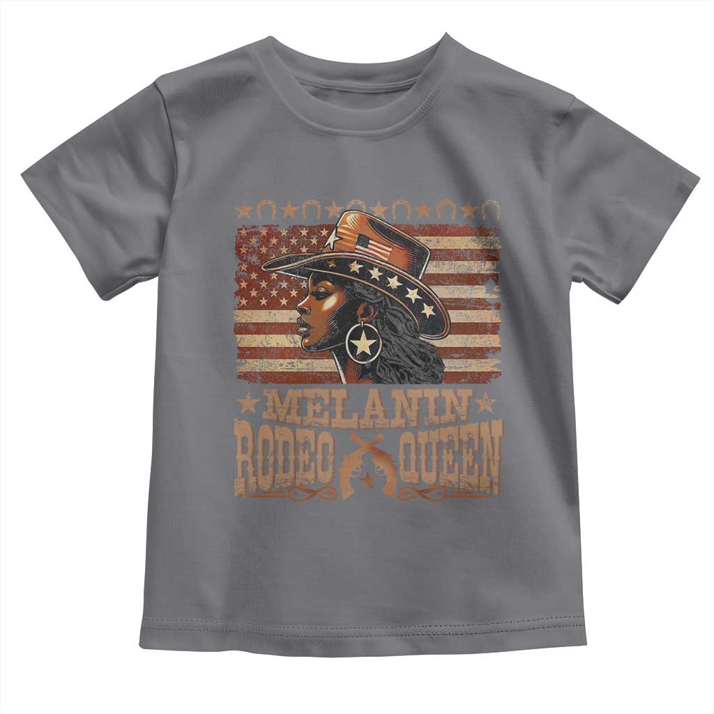 Melanin Rodeo Queen Toddler T Shirt Black Cowgirl Western Vintage American Flag