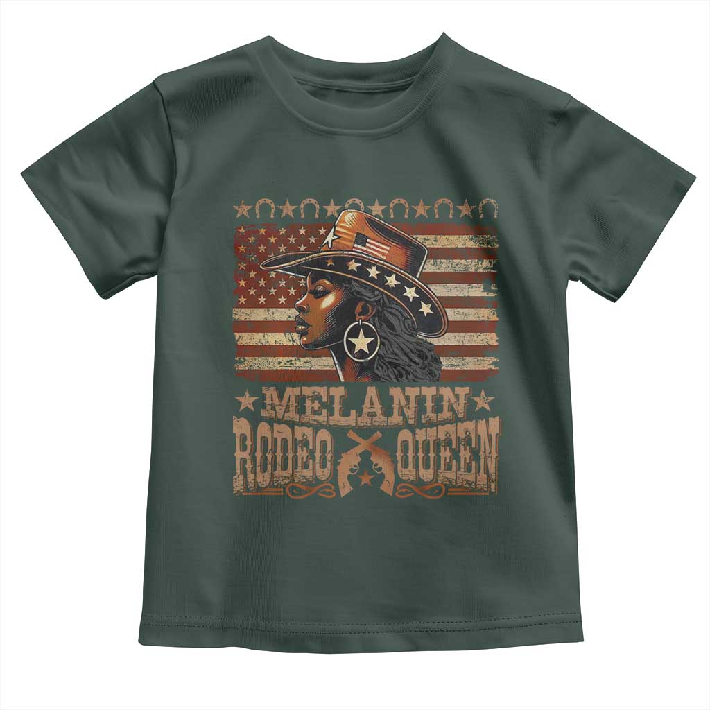 Melanin Rodeo Queen Toddler T Shirt Black Cowgirl Western Vintage American Flag