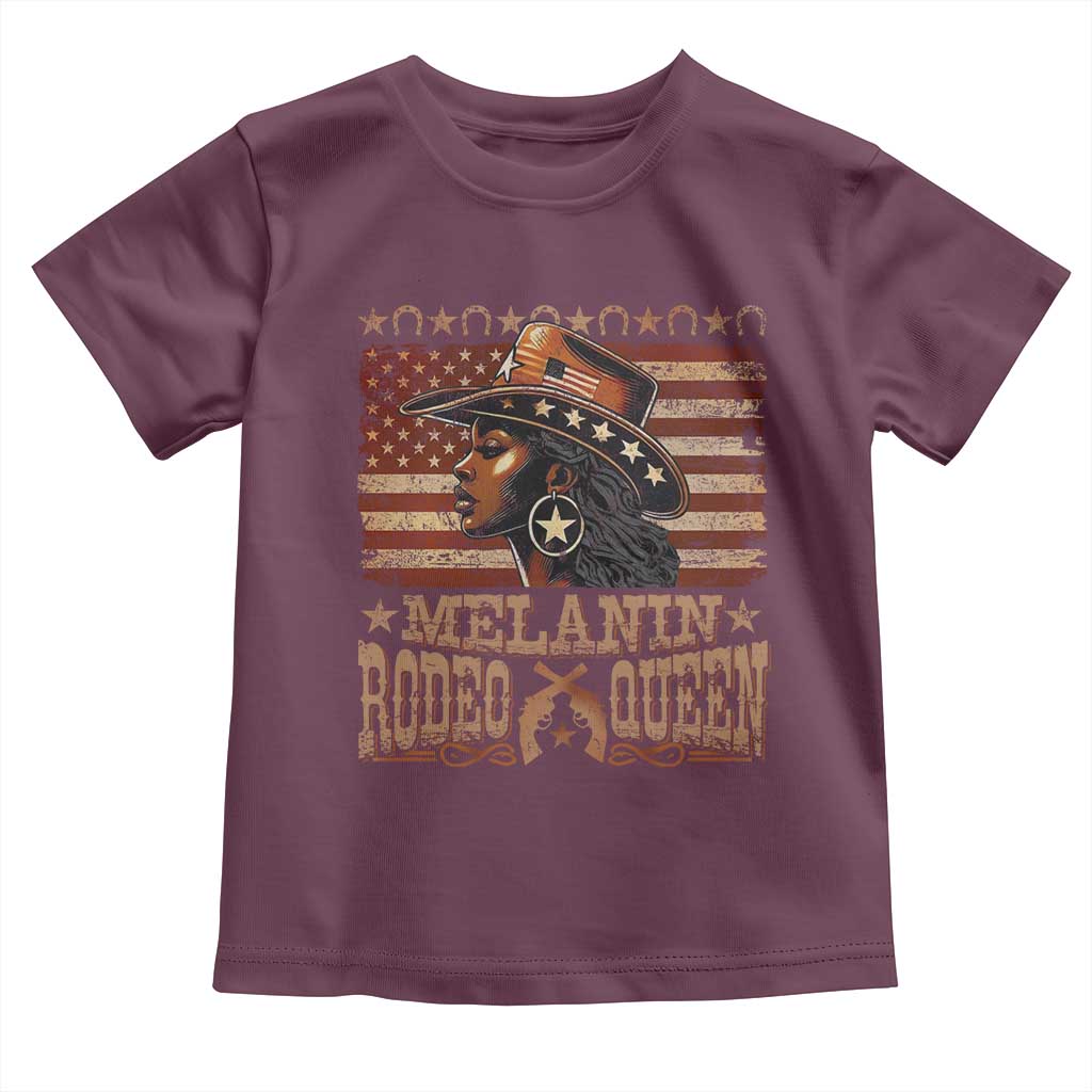 Melanin Rodeo Queen Toddler T Shirt Black Cowgirl Western Vintage American Flag