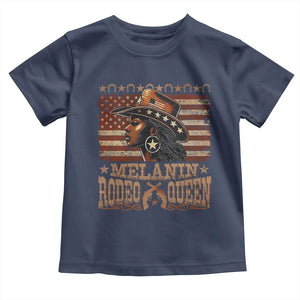 Melanin Rodeo Queen Toddler T Shirt Black Cowgirl Western Vintage American Flag