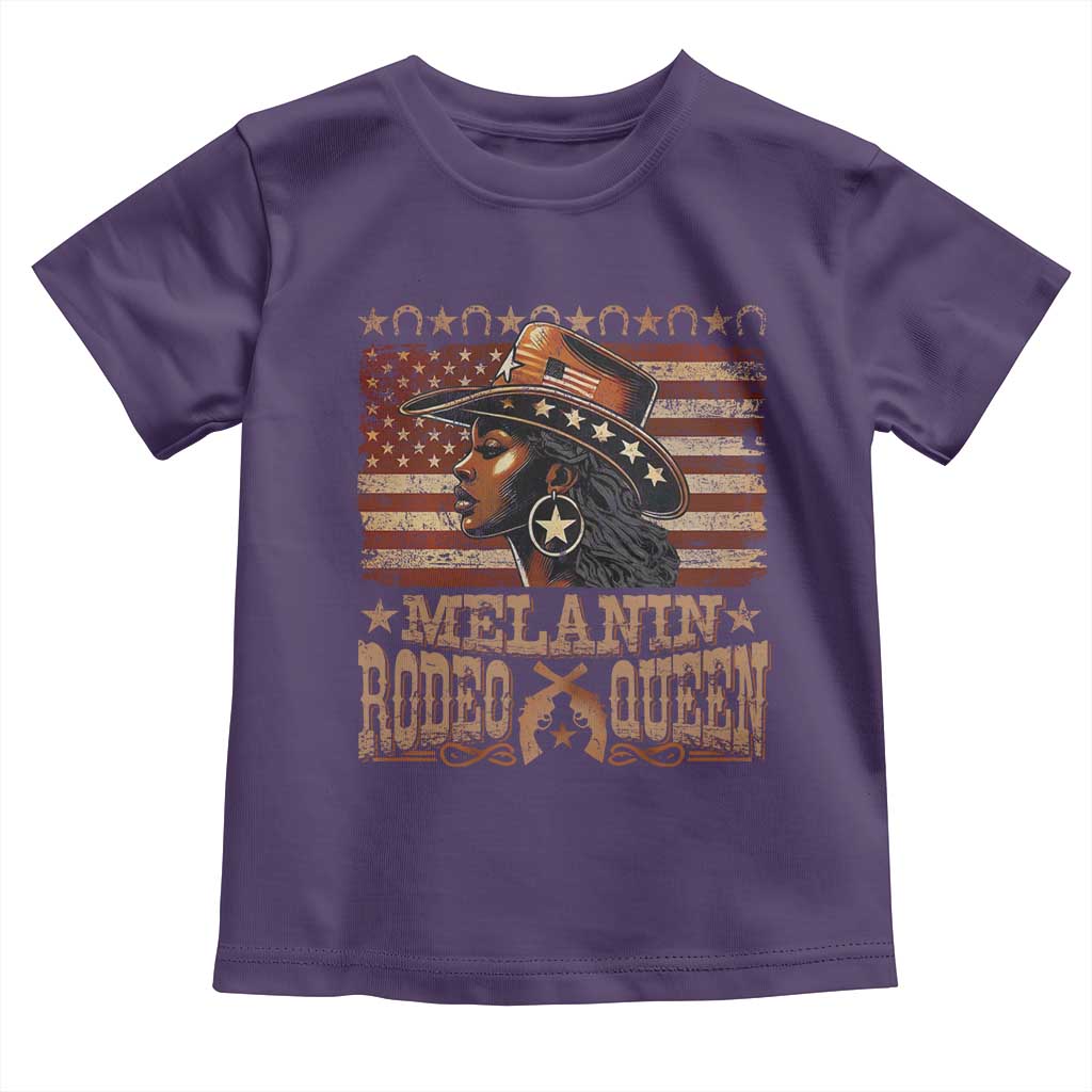 Melanin Rodeo Queen Toddler T Shirt Black Cowgirl Western Vintage American Flag