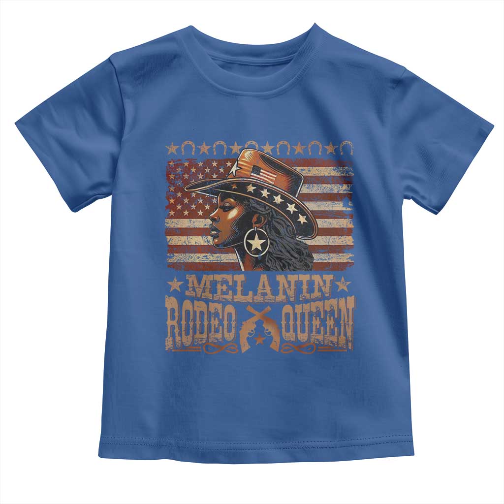 Melanin Rodeo Queen Toddler T Shirt Black Cowgirl Western Vintage American Flag