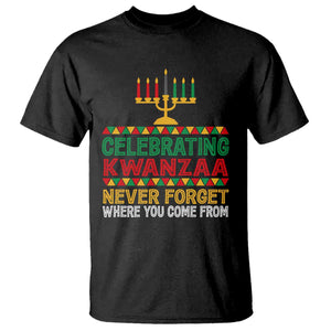 Celebrating Kwanzaa Never Forget Where You Come From Kinara Candle African American Christmas T Shirt