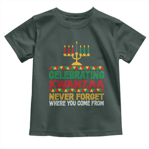 Celebrating Kwanzaa Never Forget Where You Come From Kinara Candle African American Christmas Toddler T Shirt