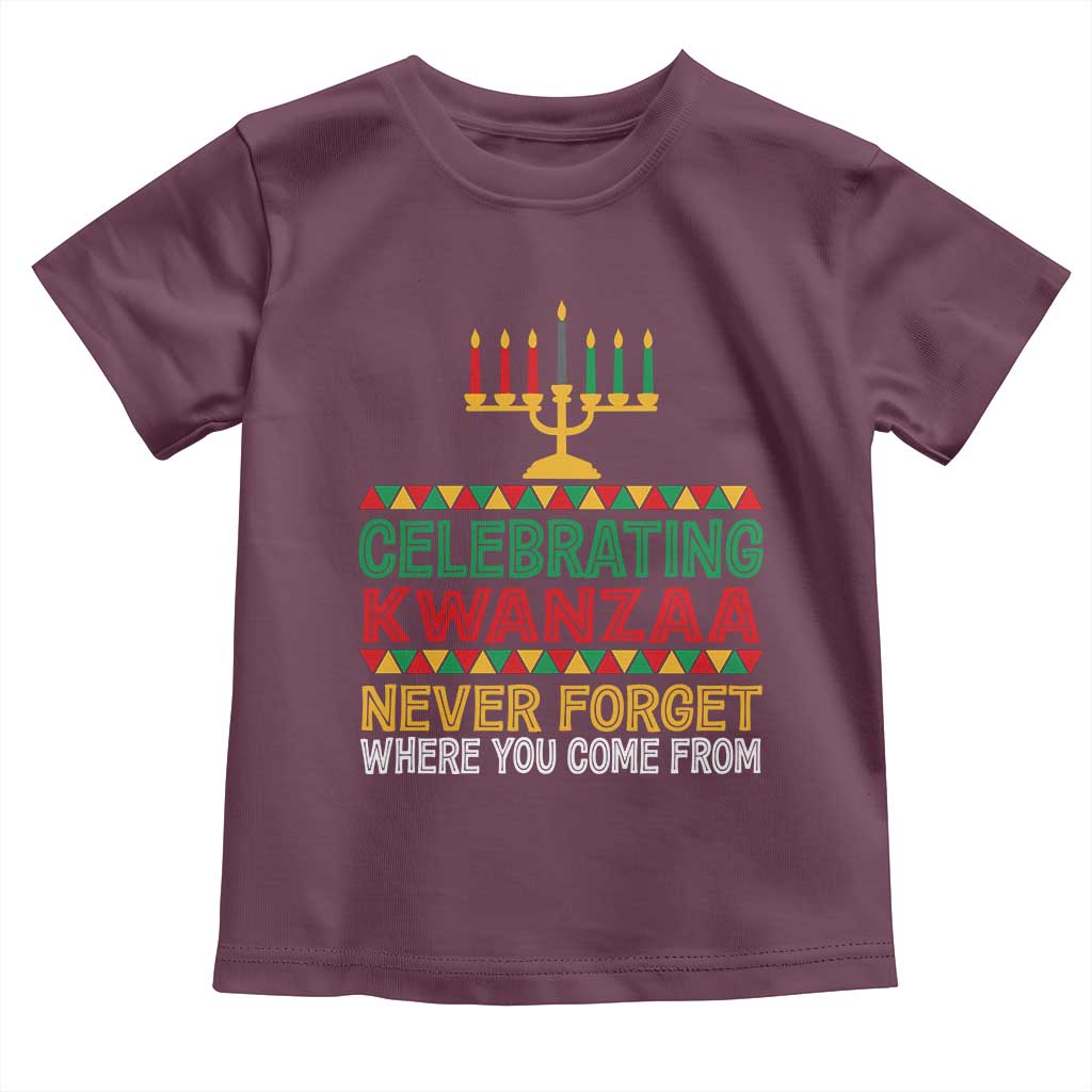 Celebrating Kwanzaa Never Forget Where You Come From Kinara Candle African American Christmas Toddler T Shirt