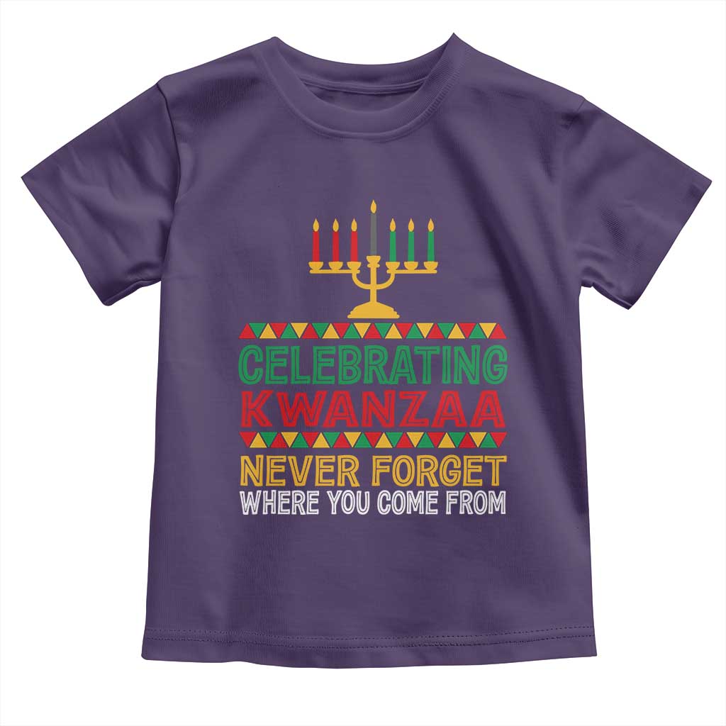 Celebrating Kwanzaa Never Forget Where You Come From Kinara Candle African American Christmas Toddler T Shirt