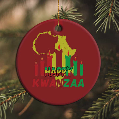 Happy Kwanzaa Christmas Ornament Black Holiday African American Xmas Heritage Kinara Candle
