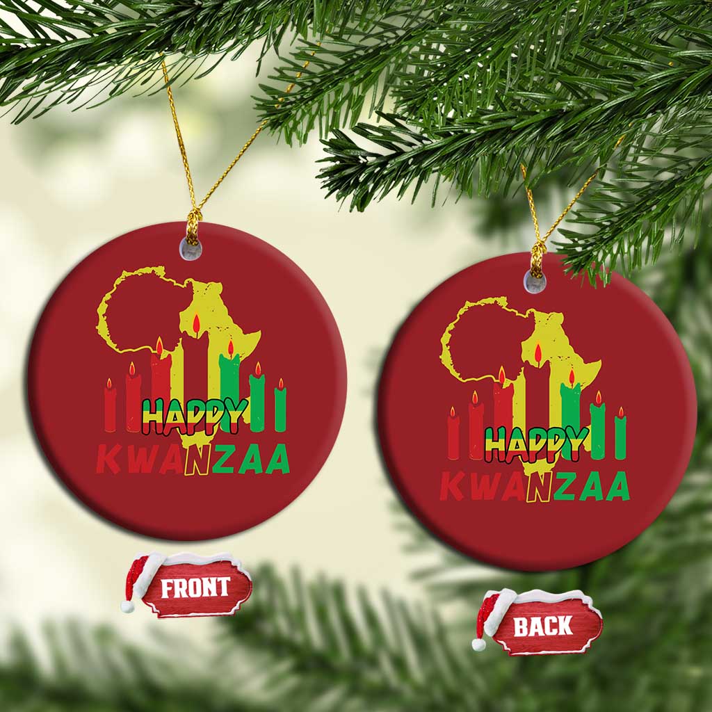 Happy Kwanzaa Christmas Ornament Black Holiday African American Xmas Heritage Kinara Candle