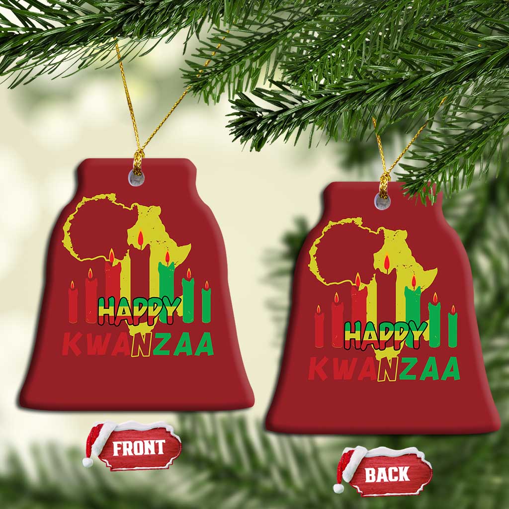 Happy Kwanzaa Christmas Ornament Black Holiday African American Xmas Heritage Kinara Candle