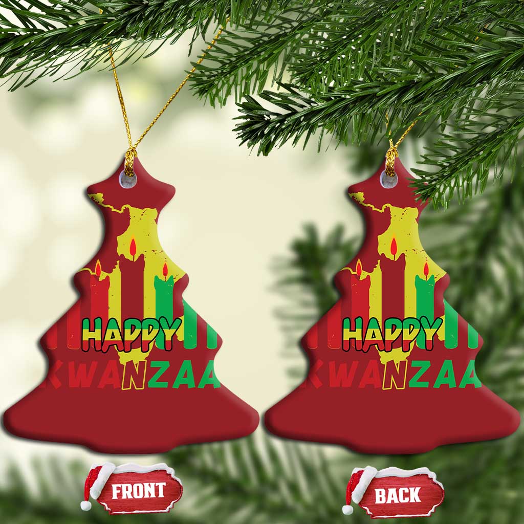 Happy Kwanzaa Christmas Ornament Black Holiday African American Xmas Heritage Kinara Candle