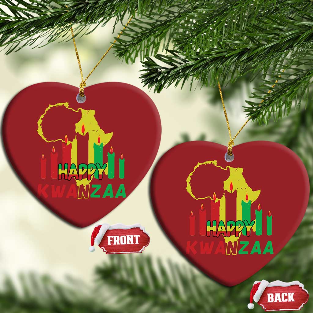 Happy Kwanzaa Christmas Ornament Black Holiday African American Xmas Heritage Kinara Candle