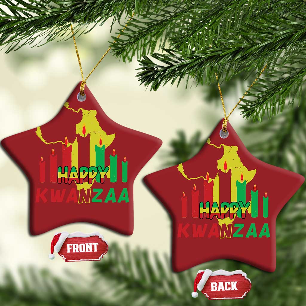 Happy Kwanzaa Christmas Ornament Black Holiday African American Xmas Heritage Kinara Candle