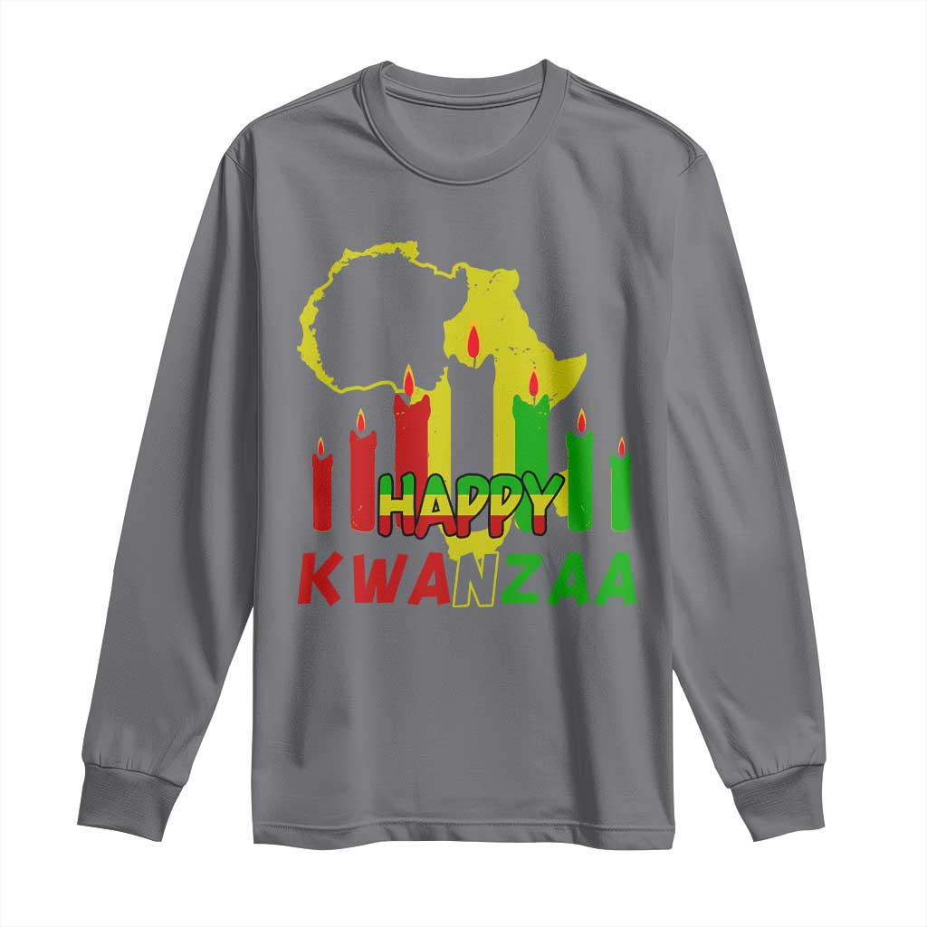 Happy Kwanzaa Long Sleeve Shirt Black Holiday African American Christmas Heritage Kinara Candle