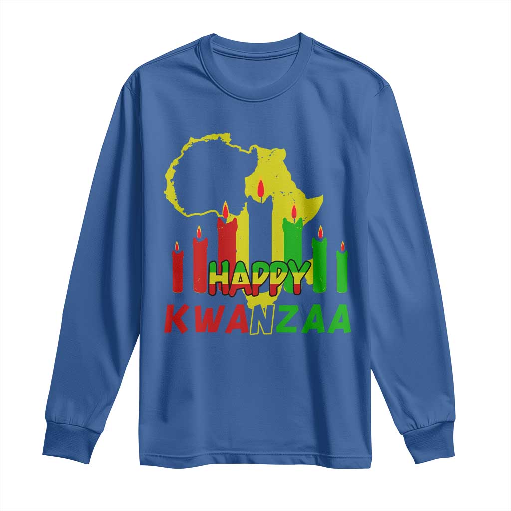 Happy Kwanzaa Long Sleeve Shirt Black Holiday African American Christmas Heritage Kinara Candle