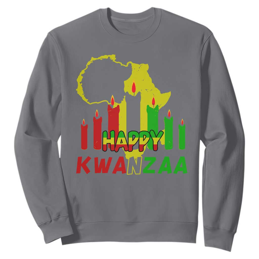 Happy Kwanzaa Sweatshirt Black Holiday African American Christmas Heritage Kinara Candle