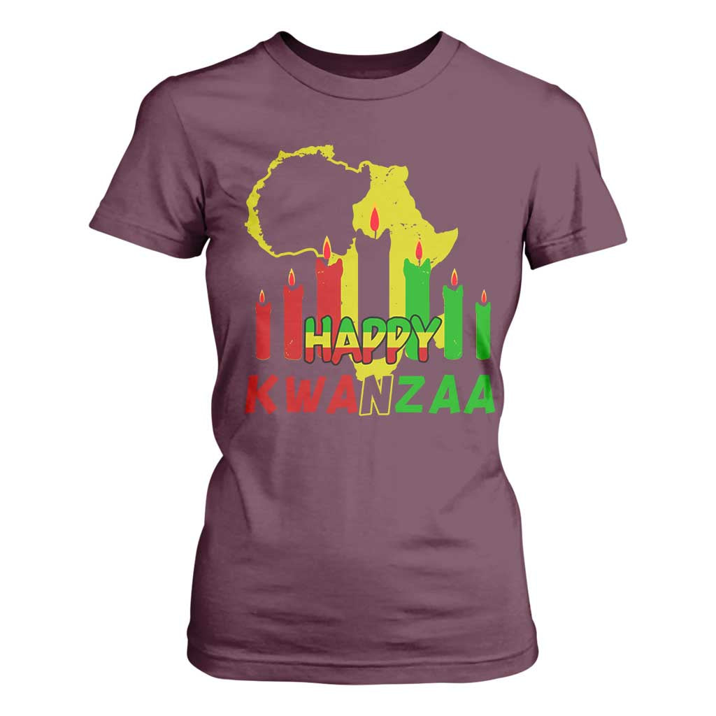 Happy Kwanzaa T Shirt For Women Black Holiday African American Christmas Heritage Kinara Candle