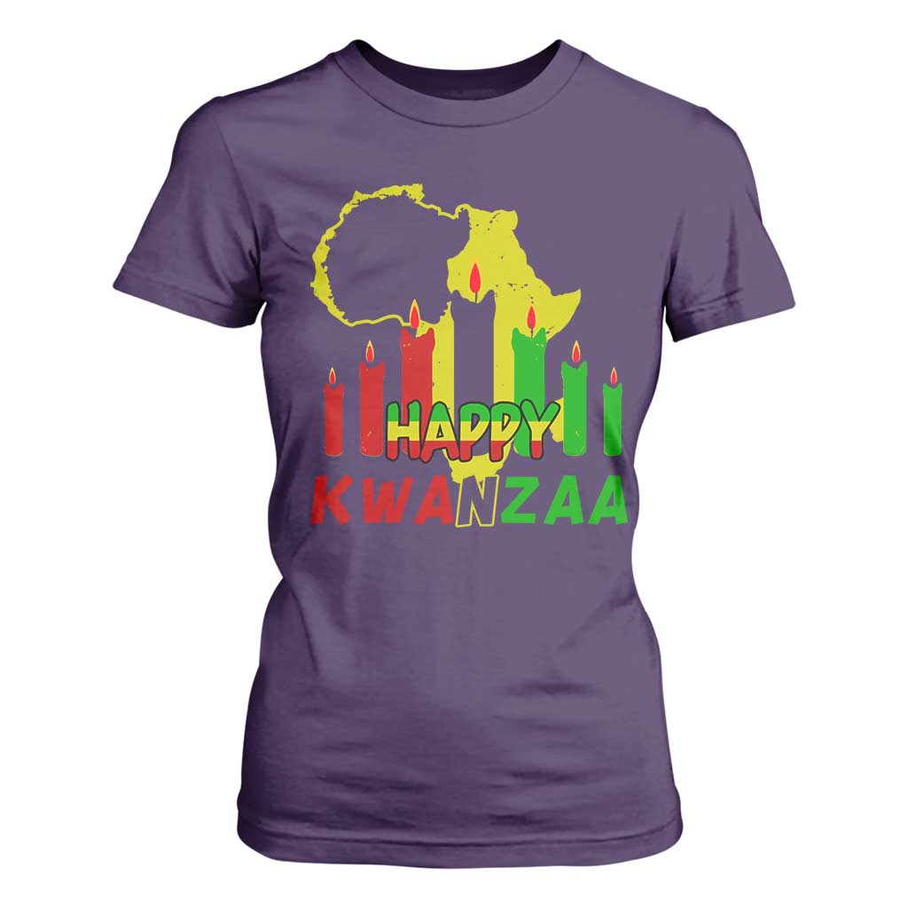 Happy Kwanzaa T Shirt For Women Black Holiday African American Christmas Heritage Kinara Candle