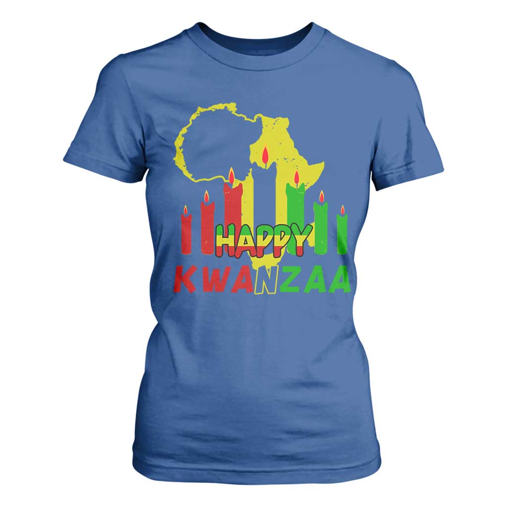 Happy Kwanzaa T Shirt For Women Black Holiday African American Christmas Heritage Kinara Candle