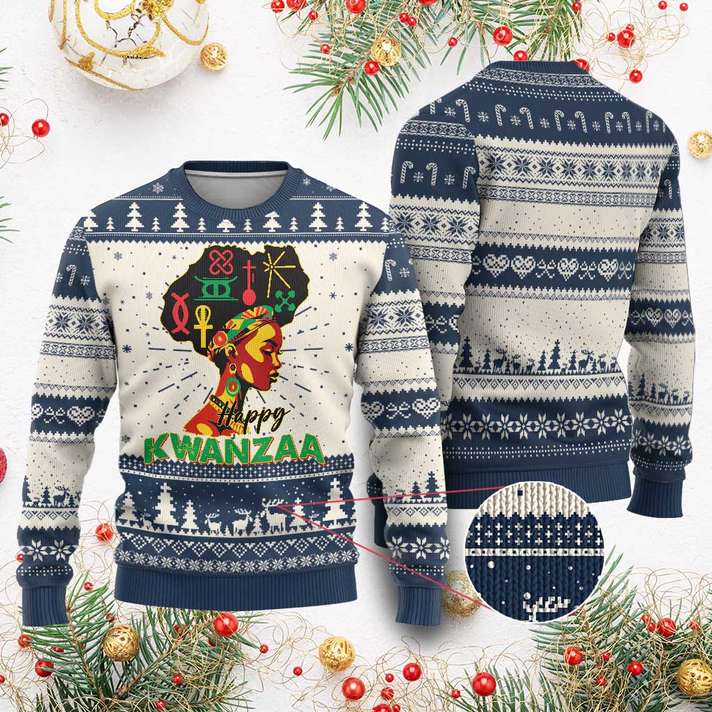Happy Kwanzaa Ugly Christmas Sweater Nguzo Saba Symbols The 7 Principles Of Kwanzaa African Holiday