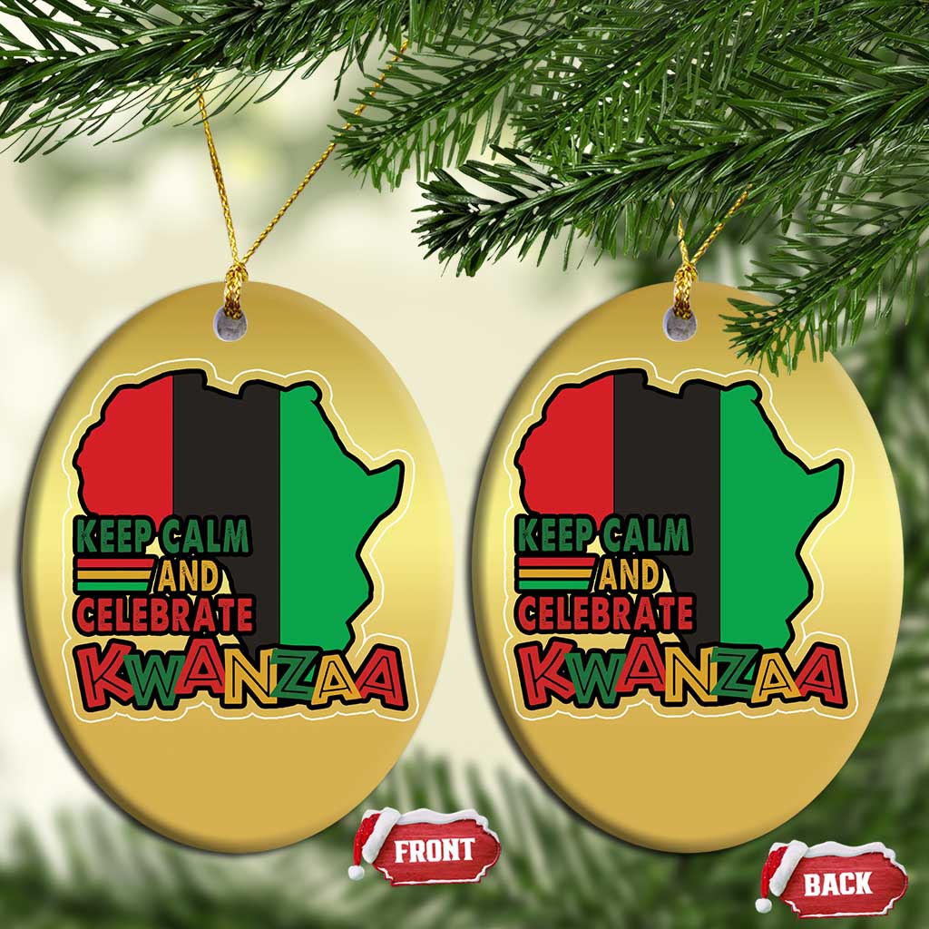 Keep Calm And Celebrate Kwanzaa Christmas Ornament African American Xmas Black Holiday