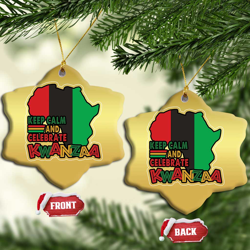 Keep Calm And Celebrate Kwanzaa Christmas Ornament African American Xmas Black Holiday