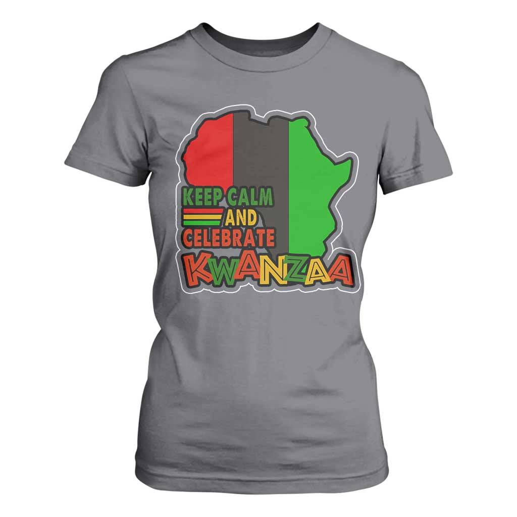 Keep Calm And Celebrate Kwanzaa T Shirt For Women African American Christmas Black Holiday