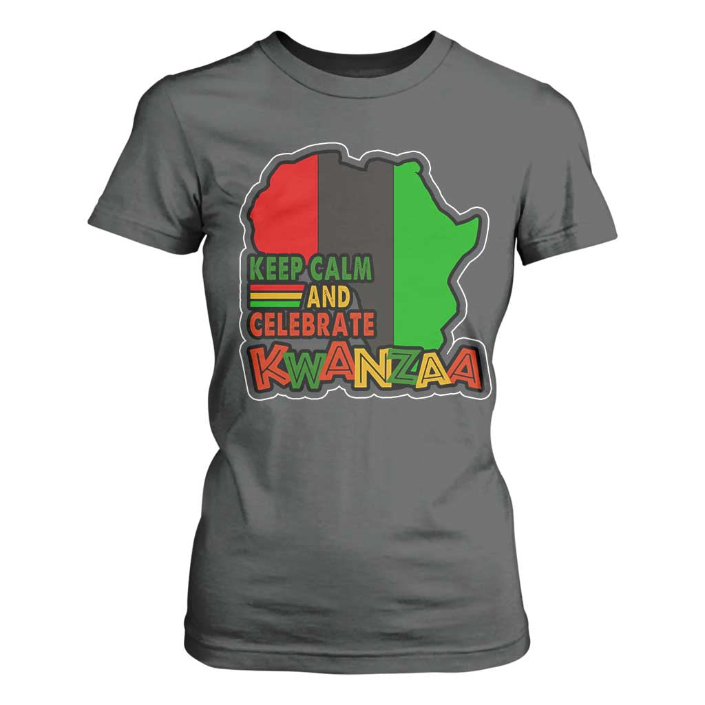 Keep Calm And Celebrate Kwanzaa T Shirt For Women African American Christmas Black Holiday