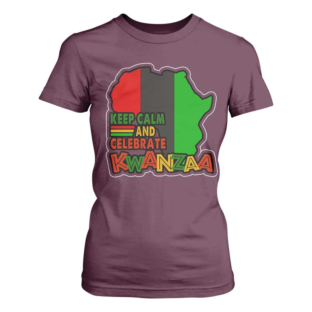 Keep Calm And Celebrate Kwanzaa T Shirt For Women African American Christmas Black Holiday