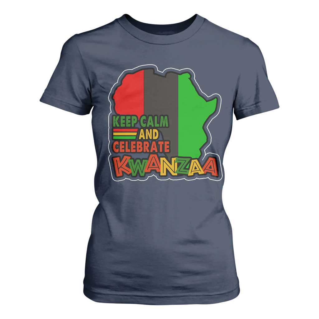 Keep Calm And Celebrate Kwanzaa T Shirt For Women African American Christmas Black Holiday