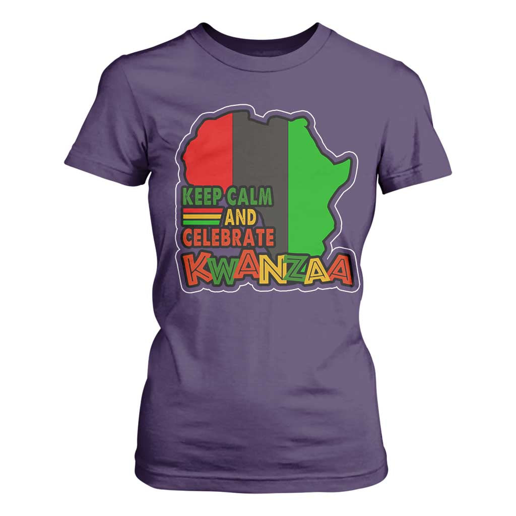 Keep Calm And Celebrate Kwanzaa T Shirt For Women African American Christmas Black Holiday