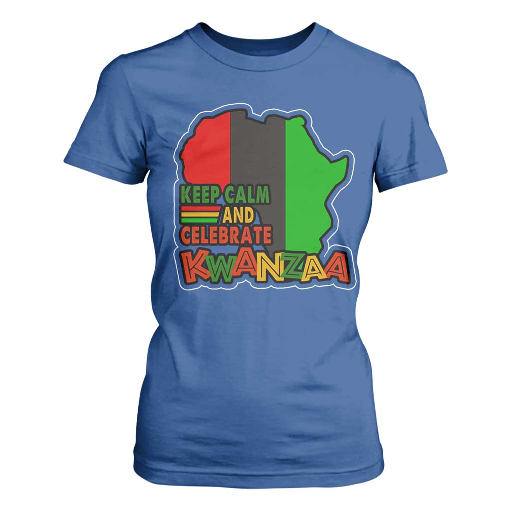 Keep Calm And Celebrate Kwanzaa T Shirt For Women African American Christmas Black Holiday