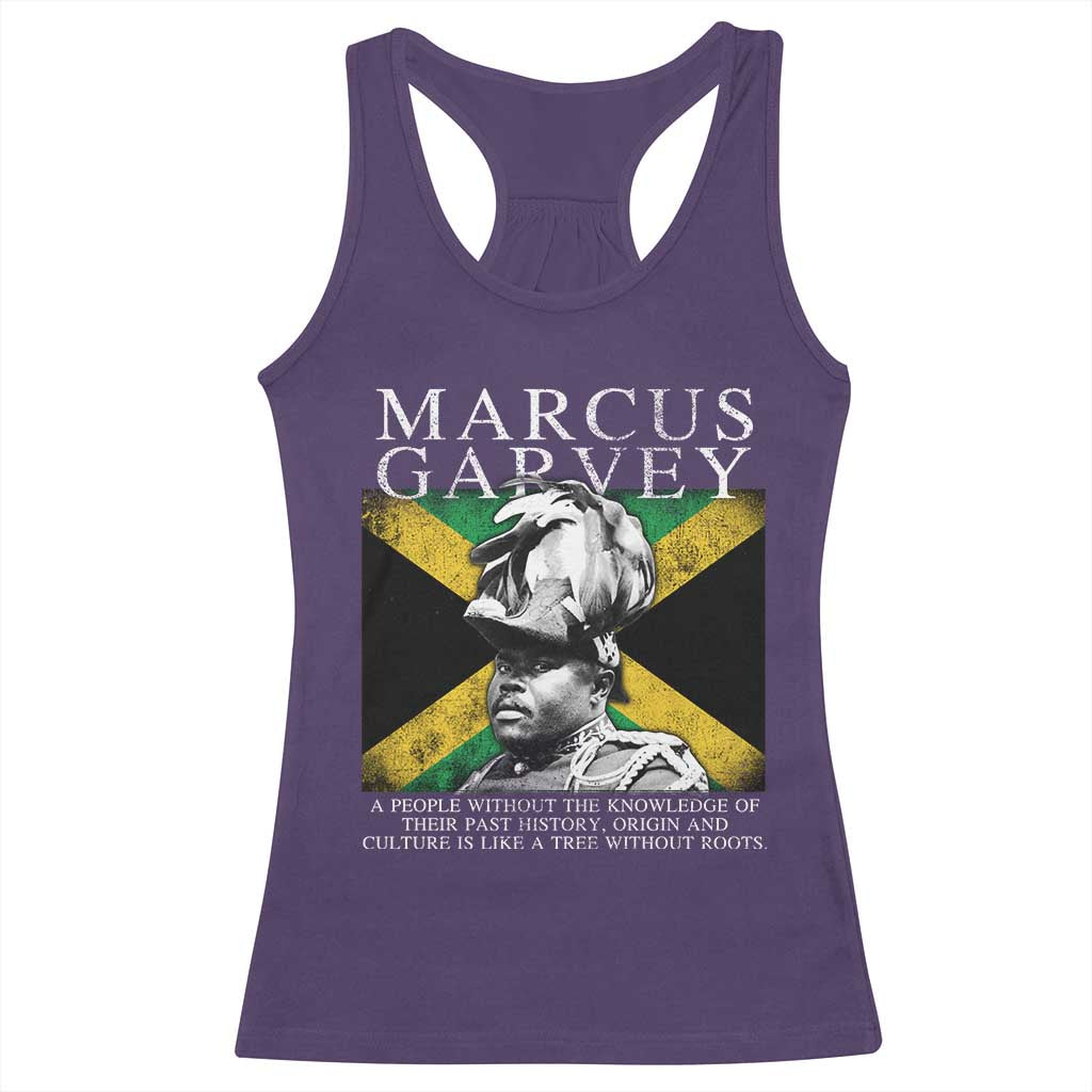 Marcus Garvey Inspirational Quote Racerback Tank Top A People Without The Knowledge Of Their Past History Origin And Culture Jamaican Flag