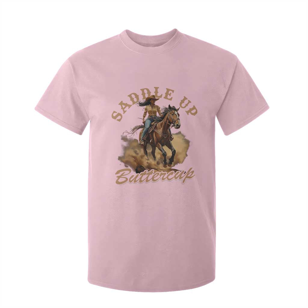 Funny African American Cowgirl T Shirt For Kid Saddle Up Buttercup Southern Western