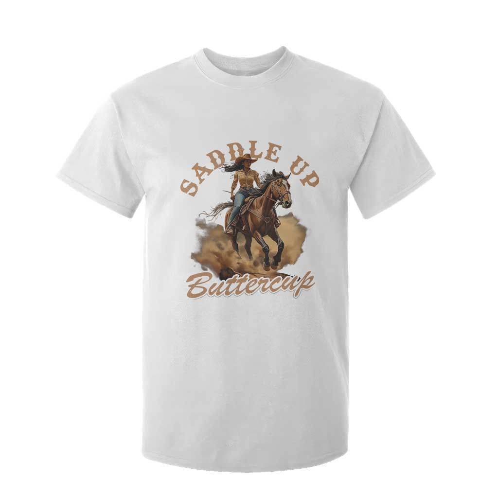 Funny African American Cowgirl T Shirt For Kid Saddle Up Buttercup Southern Western