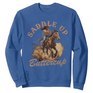 Funny African American Cowgirl Sweatshirt Saddle Up Buttercup Southern Western
